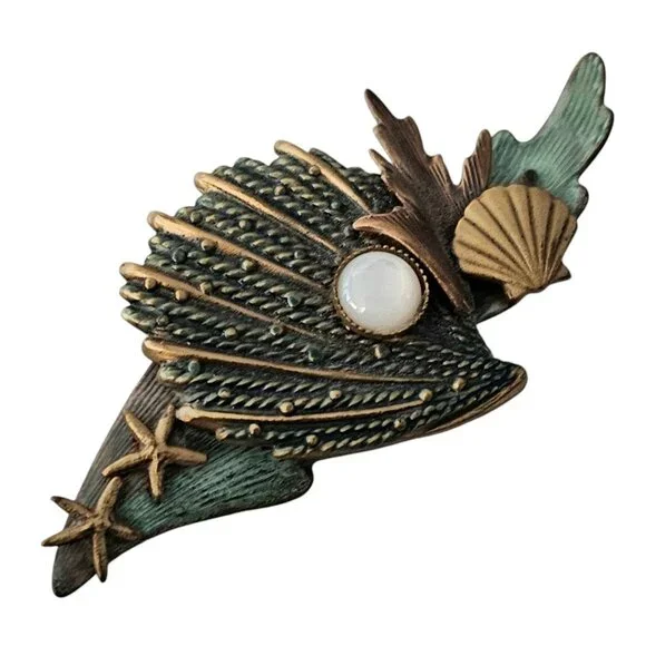 Silver Forest Seashells, MOP, Starfish Brooch Pin L577 - Picture 4 of 8